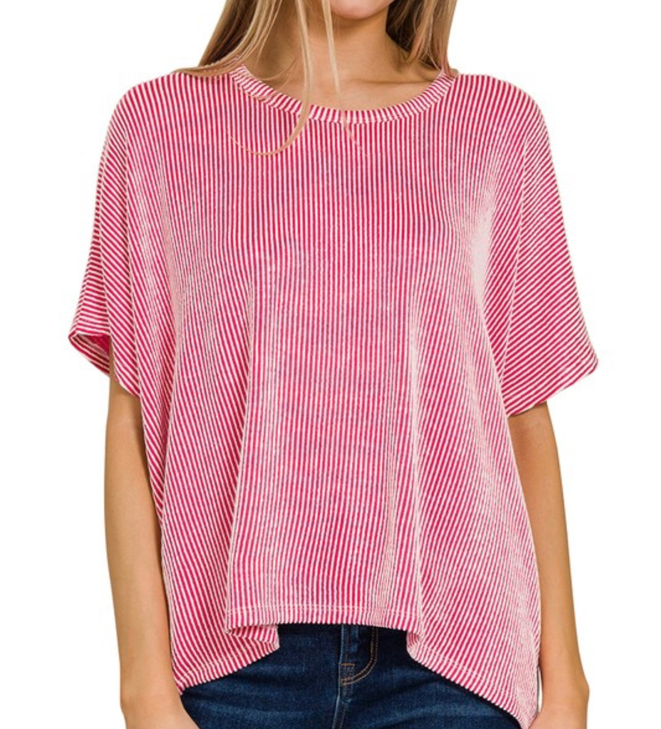 Pink Ribbed Top by Zenana