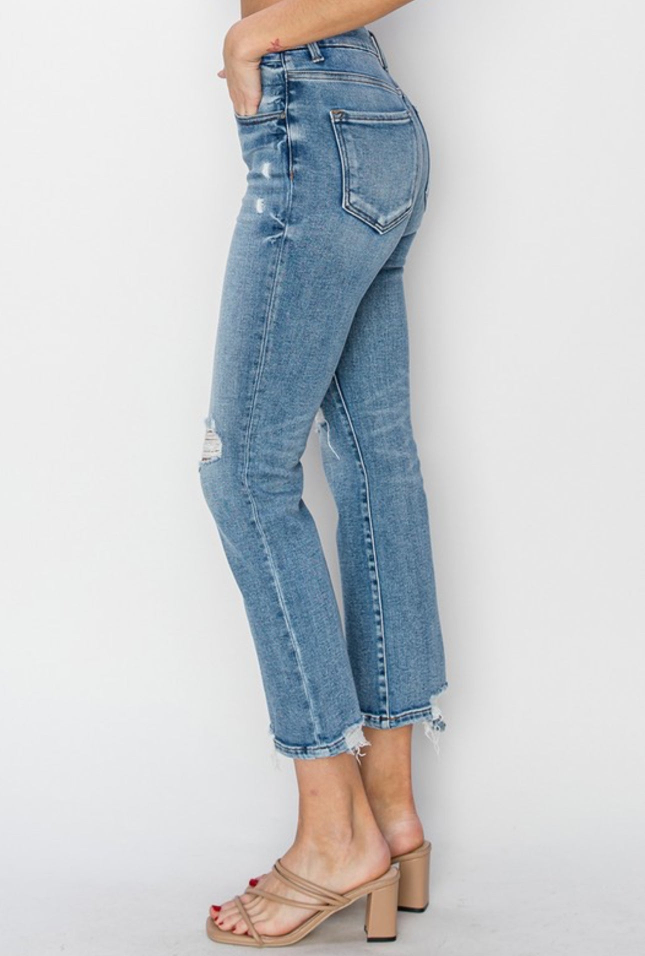 Risen High Rise Ankle Straight Jeans