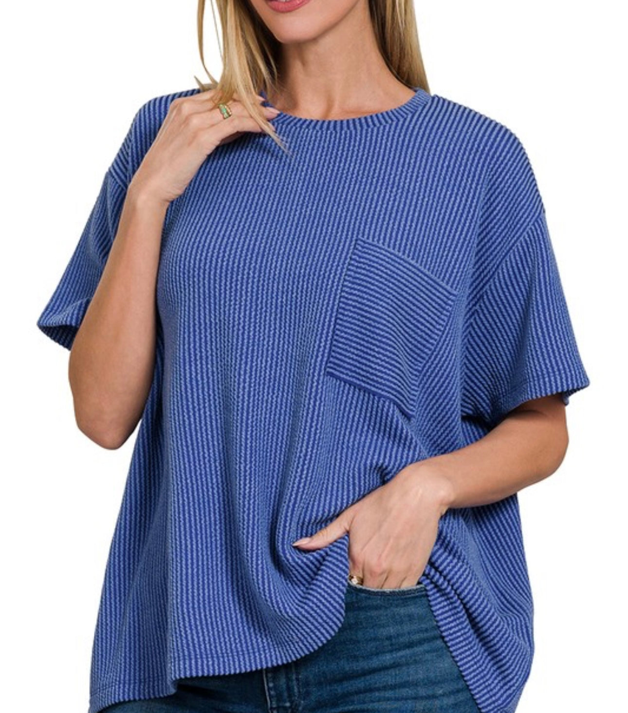 Royal Ribbed Top