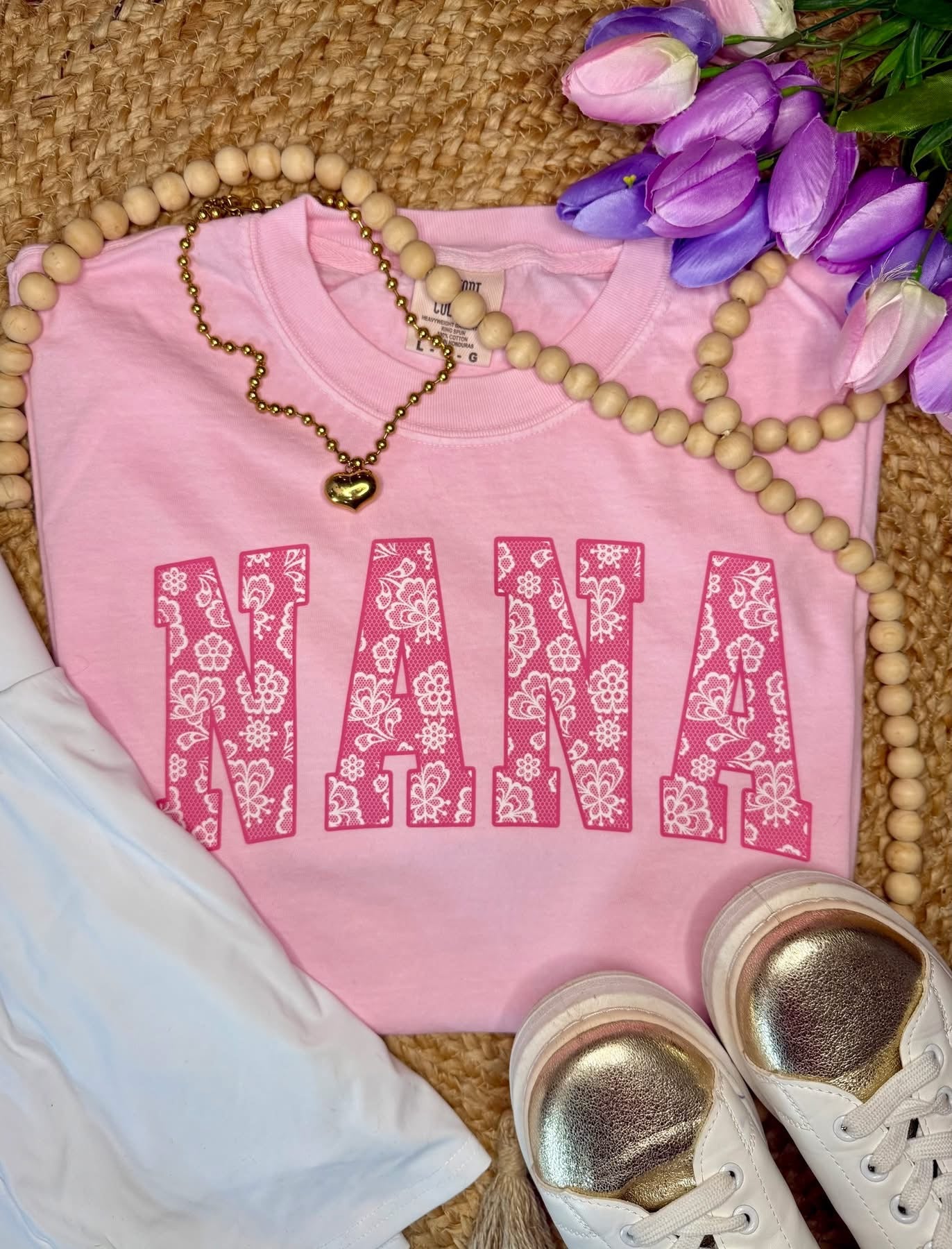 Pink Floral Custom Name Tees