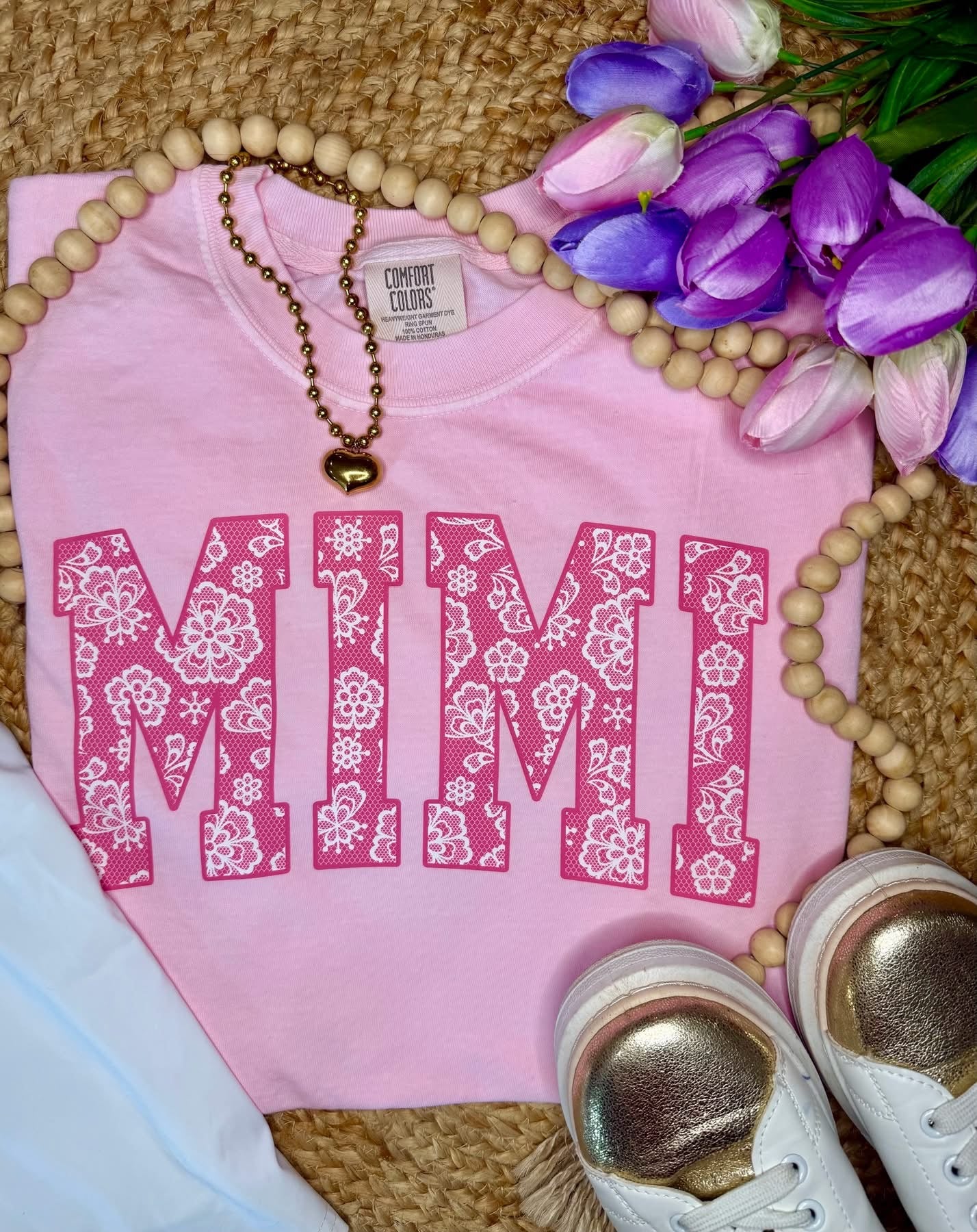 Pink Floral Custom Name Tees